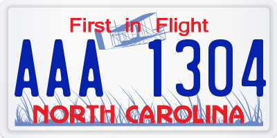 NC license plate AAA1304