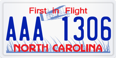 NC license plate AAA1306