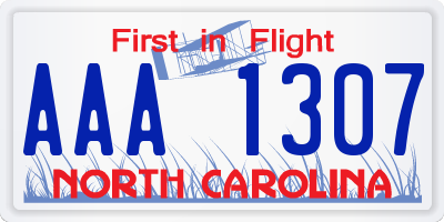 NC license plate AAA1307