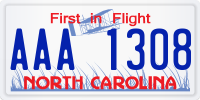 NC license plate AAA1308