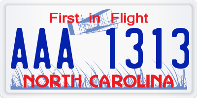 NC license plate AAA1313