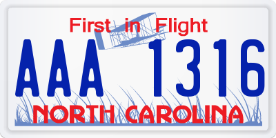 NC license plate AAA1316