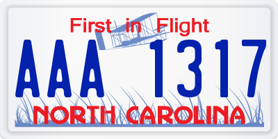 NC license plate AAA1317