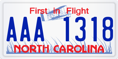 NC license plate AAA1318