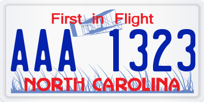 NC license plate AAA1323