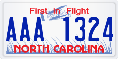 NC license plate AAA1324