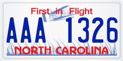 NC license plate AAA1326