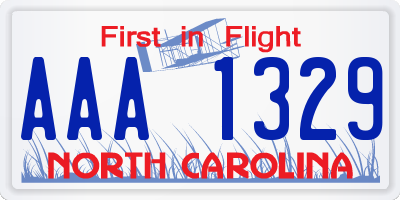 NC license plate AAA1329