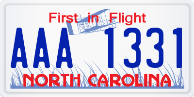 NC license plate AAA1331