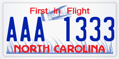 NC license plate AAA1333