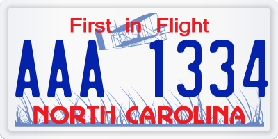 NC license plate AAA1334