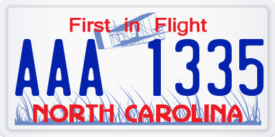 NC license plate AAA1335