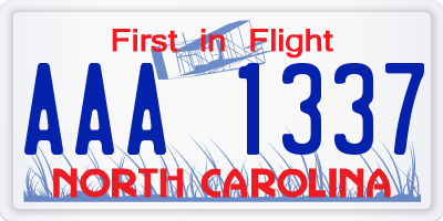 NC license plate AAA1337