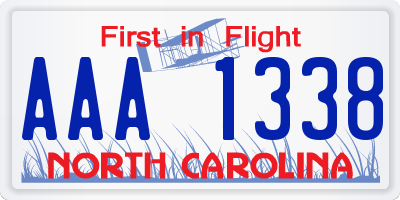 NC license plate AAA1338