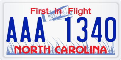 NC license plate AAA1340