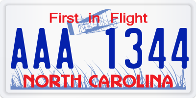 NC license plate AAA1344