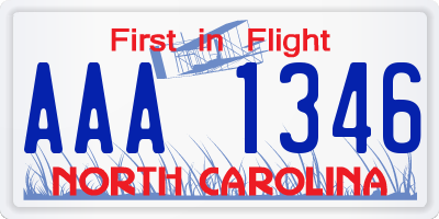 NC license plate AAA1346