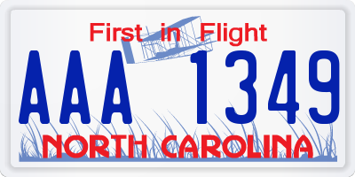 NC license plate AAA1349