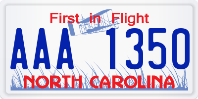NC license plate AAA1350