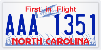 NC license plate AAA1351