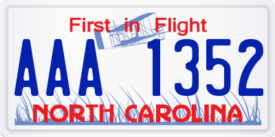 NC license plate AAA1352