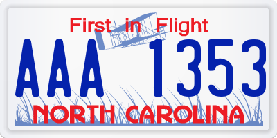 NC license plate AAA1353