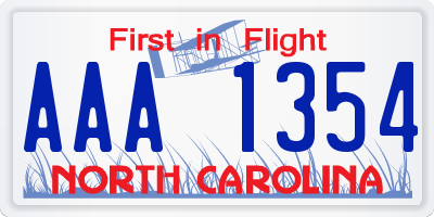 NC license plate AAA1354