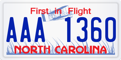 NC license plate AAA1360