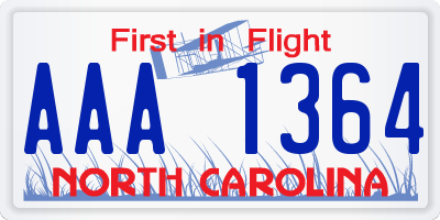 NC license plate AAA1364