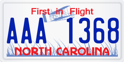 NC license plate AAA1368