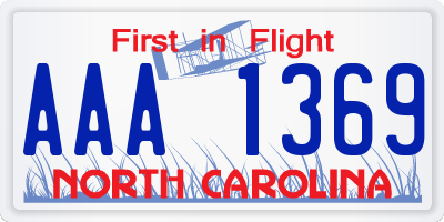 NC license plate AAA1369