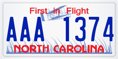 NC license plate AAA1374