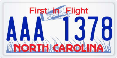 NC license plate AAA1378