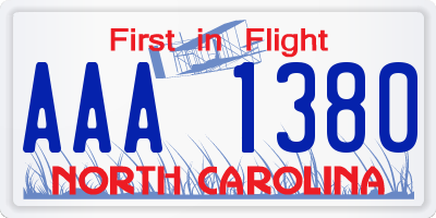 NC license plate AAA1380