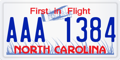 NC license plate AAA1384