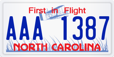 NC license plate AAA1387