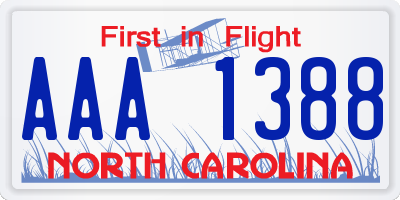 NC license plate AAA1388