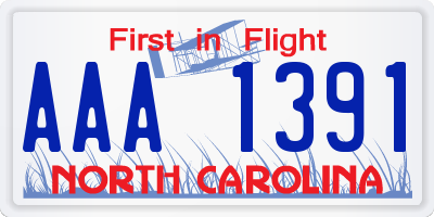 NC license plate AAA1391