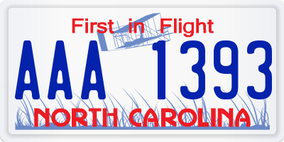 NC license plate AAA1393