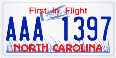NC license plate AAA1397