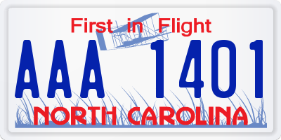 NC license plate AAA1401