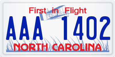 NC license plate AAA1402