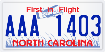 NC license plate AAA1403