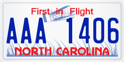 NC license plate AAA1406