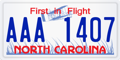 NC license plate AAA1407