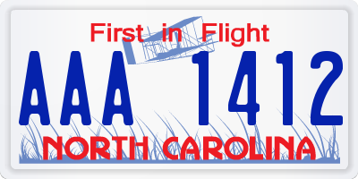 NC license plate AAA1412