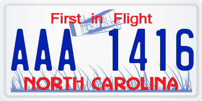 NC license plate AAA1416