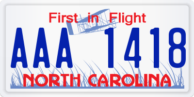 NC license plate AAA1418