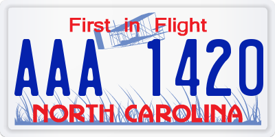 NC license plate AAA1420