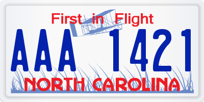NC license plate AAA1421